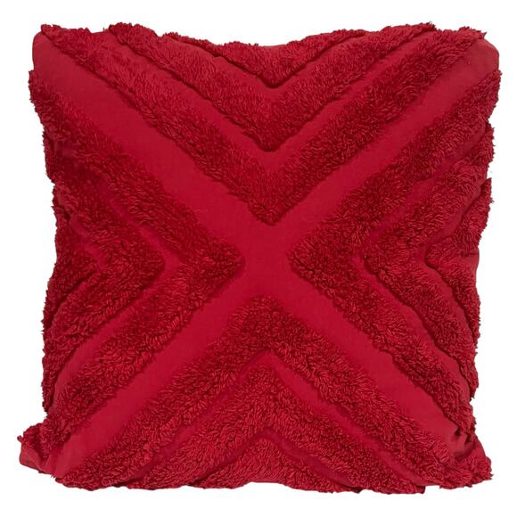 DKNY Decorative Throw Pillow Red Textured Accent 100% Cotton 20” x 20” - Picture 1 of 9